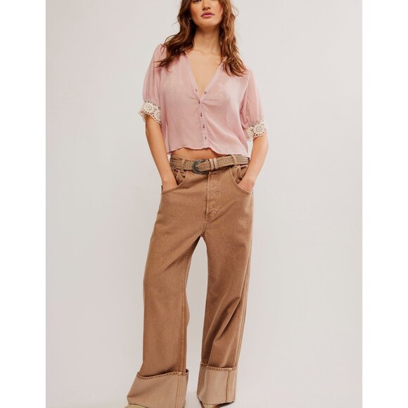 🆕 FREE PEOPLE My Love Blouse / Pale Mauve Combo size XL NWT 🛑 FINAL PRICE 🛑 - Picture 3 of 6